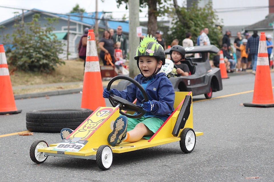 Oliver Kullman of the Super O team gets a fast start during the Hub City Soapbox Derby on Sunday, Aug. 18, on Franklyn Street.
