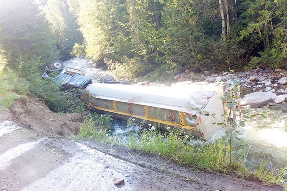 The fuel truck that overturned into Lemon Creek in 2013, leading to a series of charges and court actions.