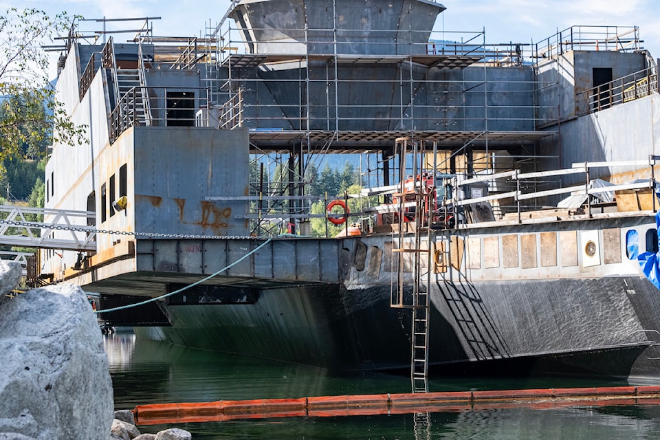 The Kootenay Lake Ferry under construction in Nelson in September, 2024.