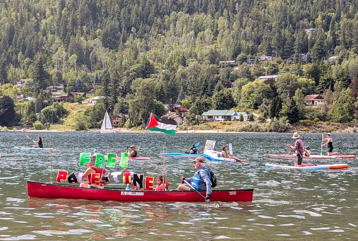 Palestine solidarity flotilla launches on Kootenay Lake