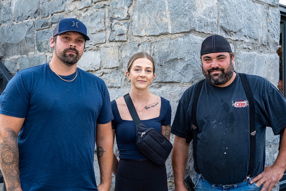 L-R, John Guillemette, Sara Cuthbert, and Colby Weinrauch saved the life of a man trapped in a burning car near Nelson on Sept. 5. Also involved in the rescue was nursing student Hannah Corfe, not shown.