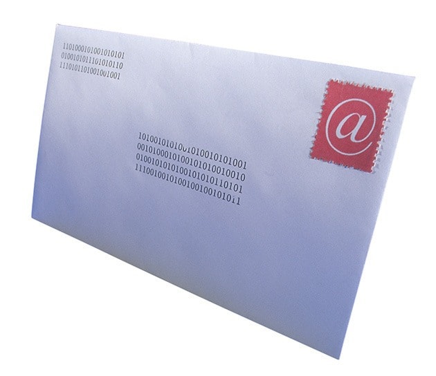 Addressed envelope symbolizes e-mail