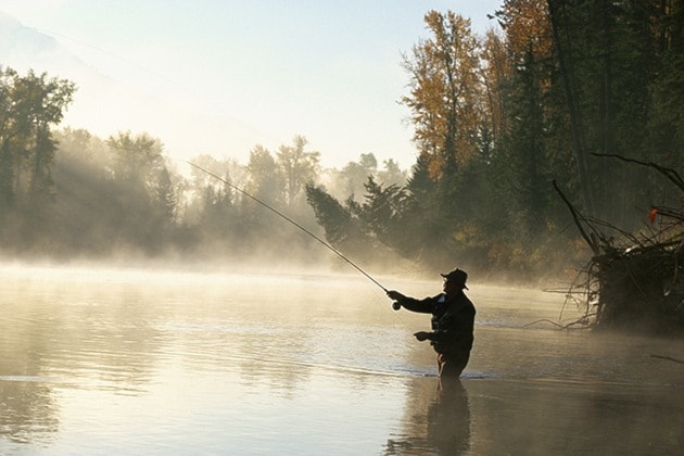 Man flyfishing in Elk River near Fernie