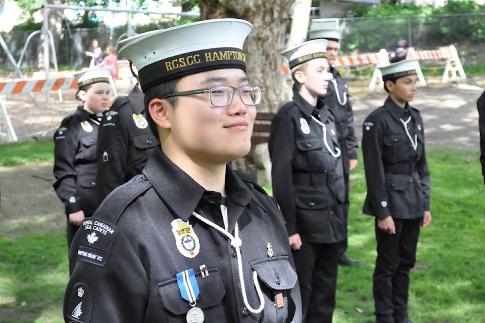 Kane Cho was at Lakeside Park on Saturday to receive a five-year service medal for his time with 81 RCSCC Hampton Gray V.C. Photo: Tyler Harper