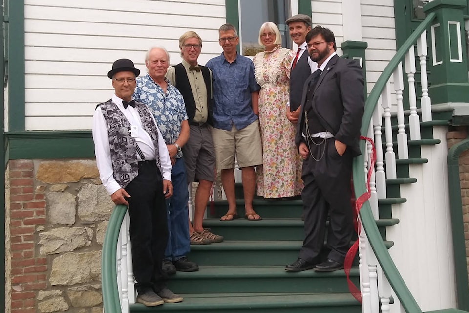 Pictured from left following the ribbon cutting are councillor Henry Van Mill, heritage consultant Bob Inwood, project manager Chris Temple, Columbia Basin Trust representative Kelvin Saldern, mayor Suzan Hewat, councillor Kellie Knoll, and village administrator Neil Smith.