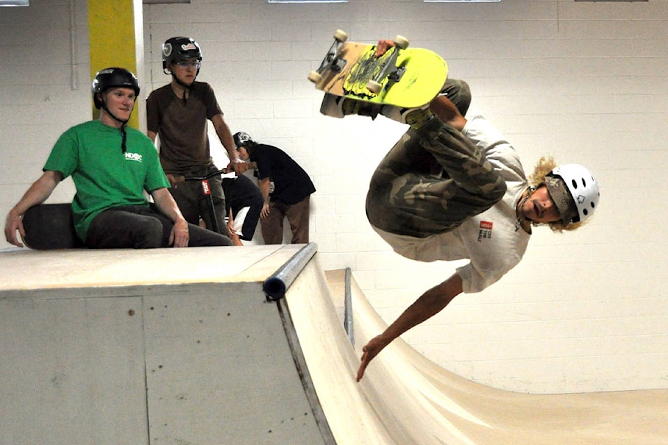Aiden Miles was one of the many skaters enjoying the new skatepark at the Nelson and District Youth Centre on Saturday. Photo: Tyler Harper