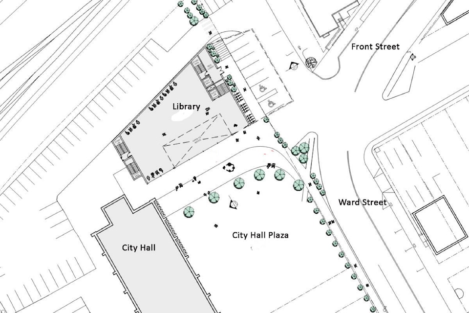 The proposed library building would be on city property next door to City Hall. Map: City of Nelson