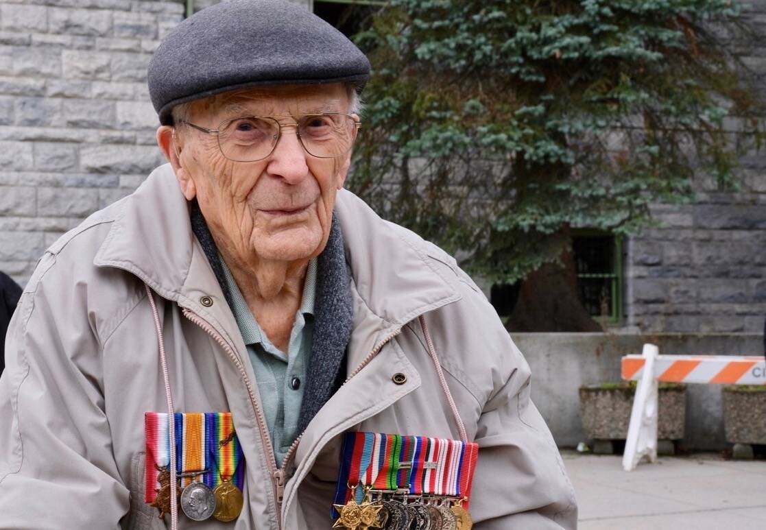 Chuck Clarkson of Nelson, age 96, served in WWII with the Canadian army in northeastern France. Photo: Bill Metcalfe