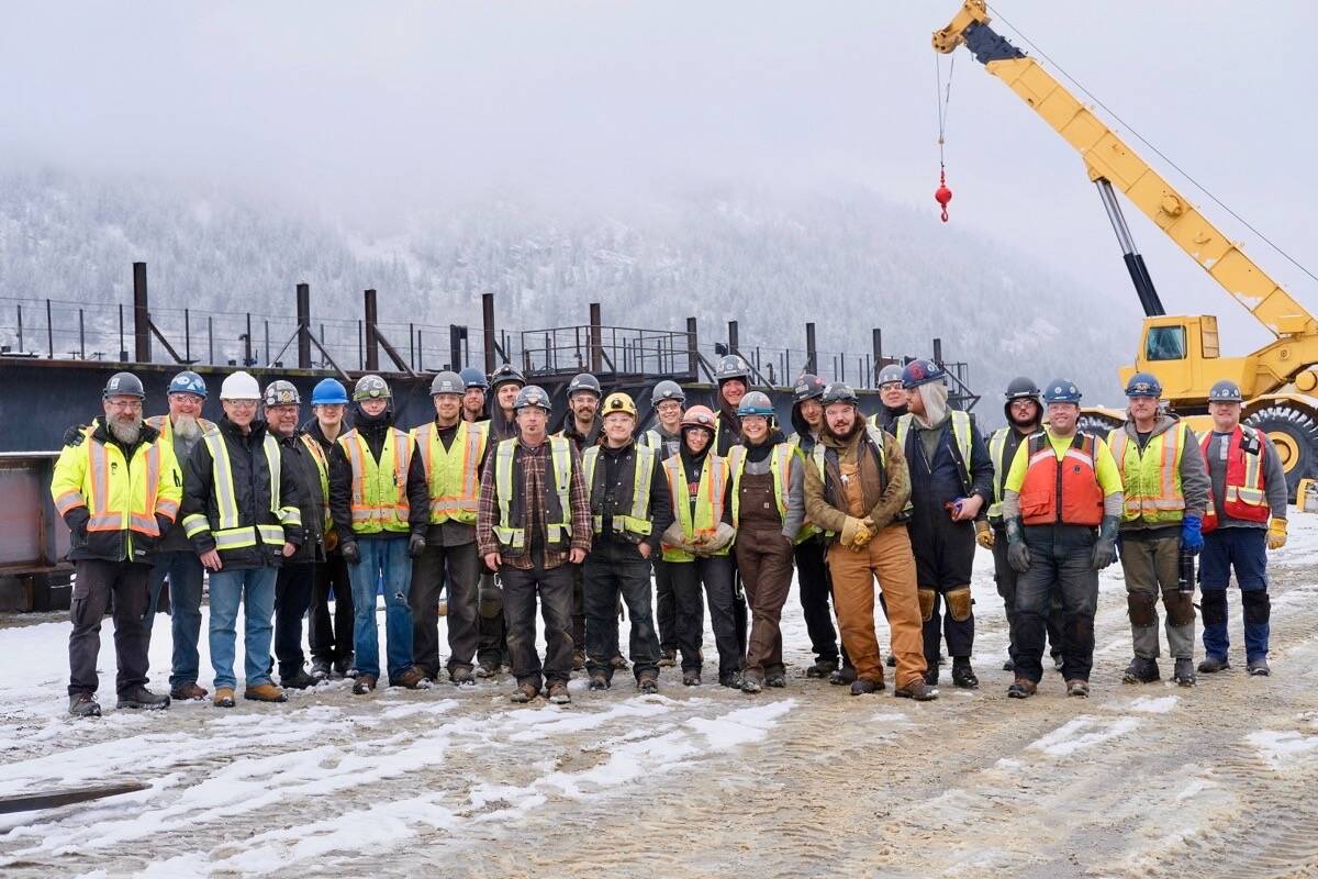The Western Pacific Marine crew at the work site on Kootenay Lake ferry site. Photo: Bill Metcalfe