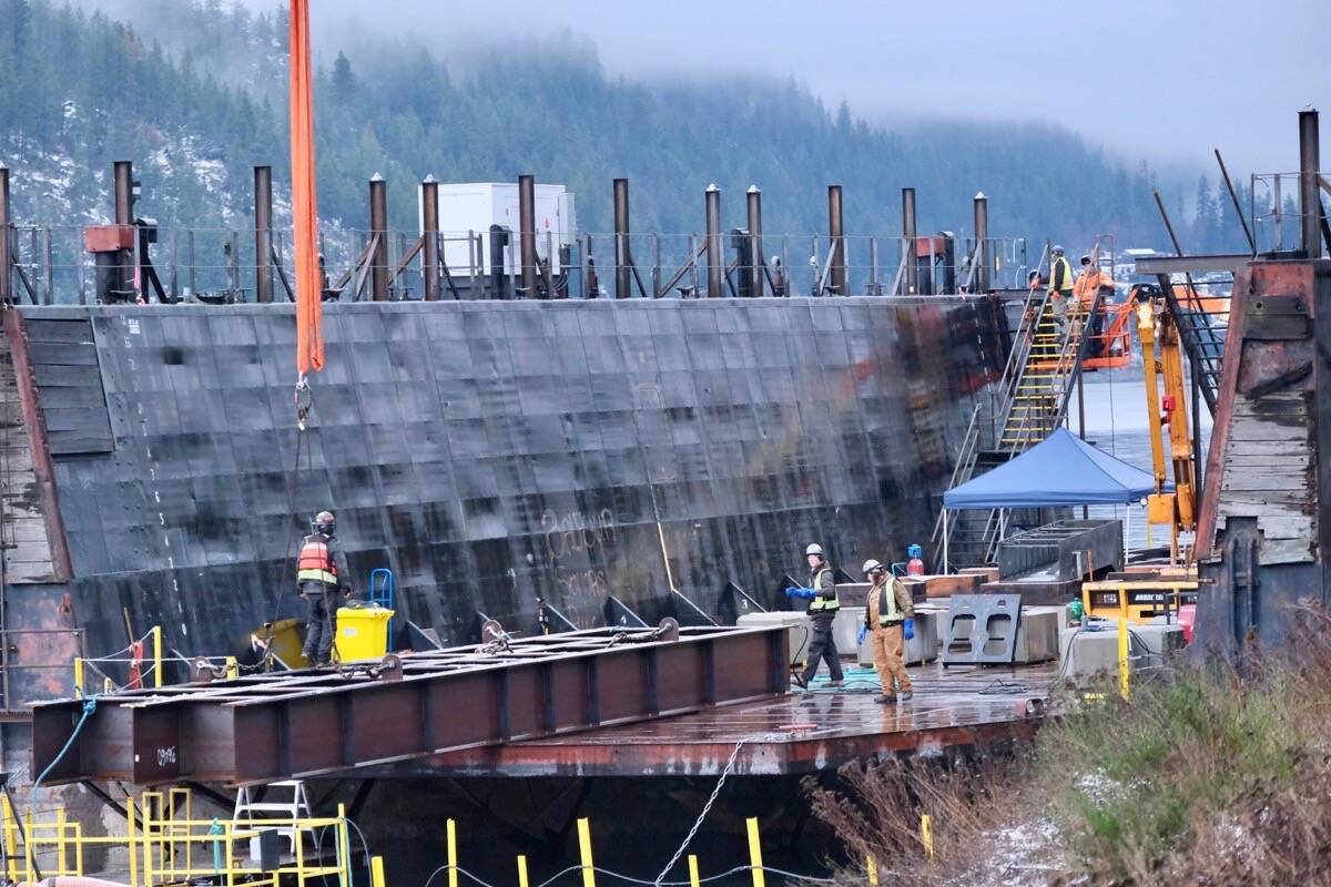 Construction at the dry dock at the Kootenay Lake ferry site. Photo: Bill Metcalfe