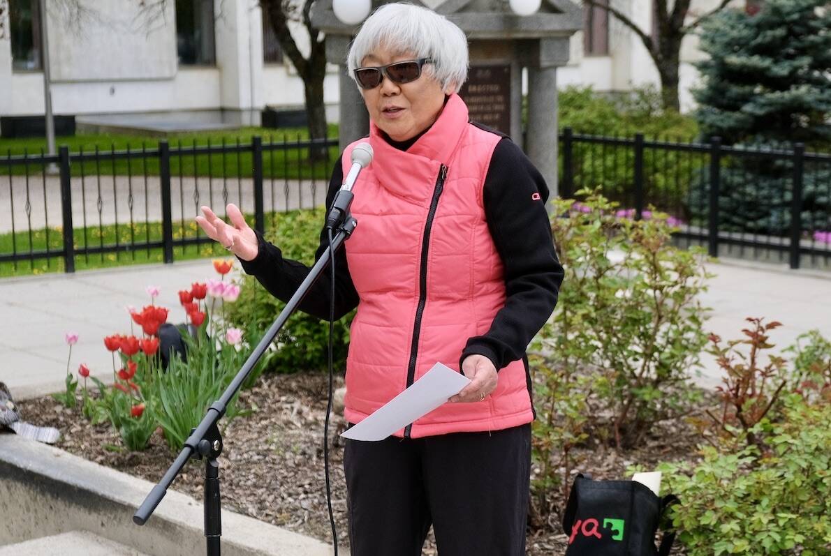 Diana Cole spoke at the George Floyd memorial in Nelson on May 25. Photo: Bill Metcalfe