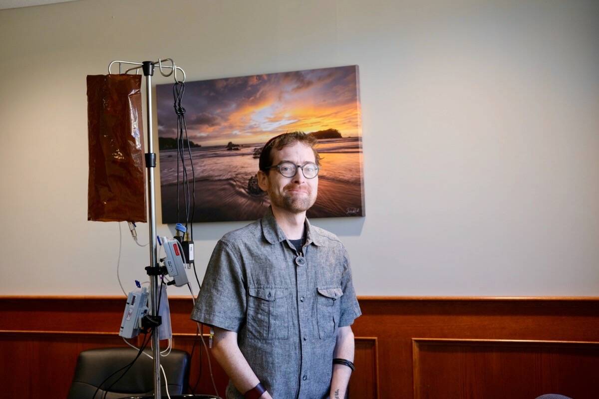 Aaron Banfield, on life support and in palliative care at Kootenay Boundary Regional Hospital, has surprised family, friends and hospital staff with his peaceful acceptance of his impending death and his desire to live with as much aliveness as possible during his last days. Photo: Bill Metcalfe