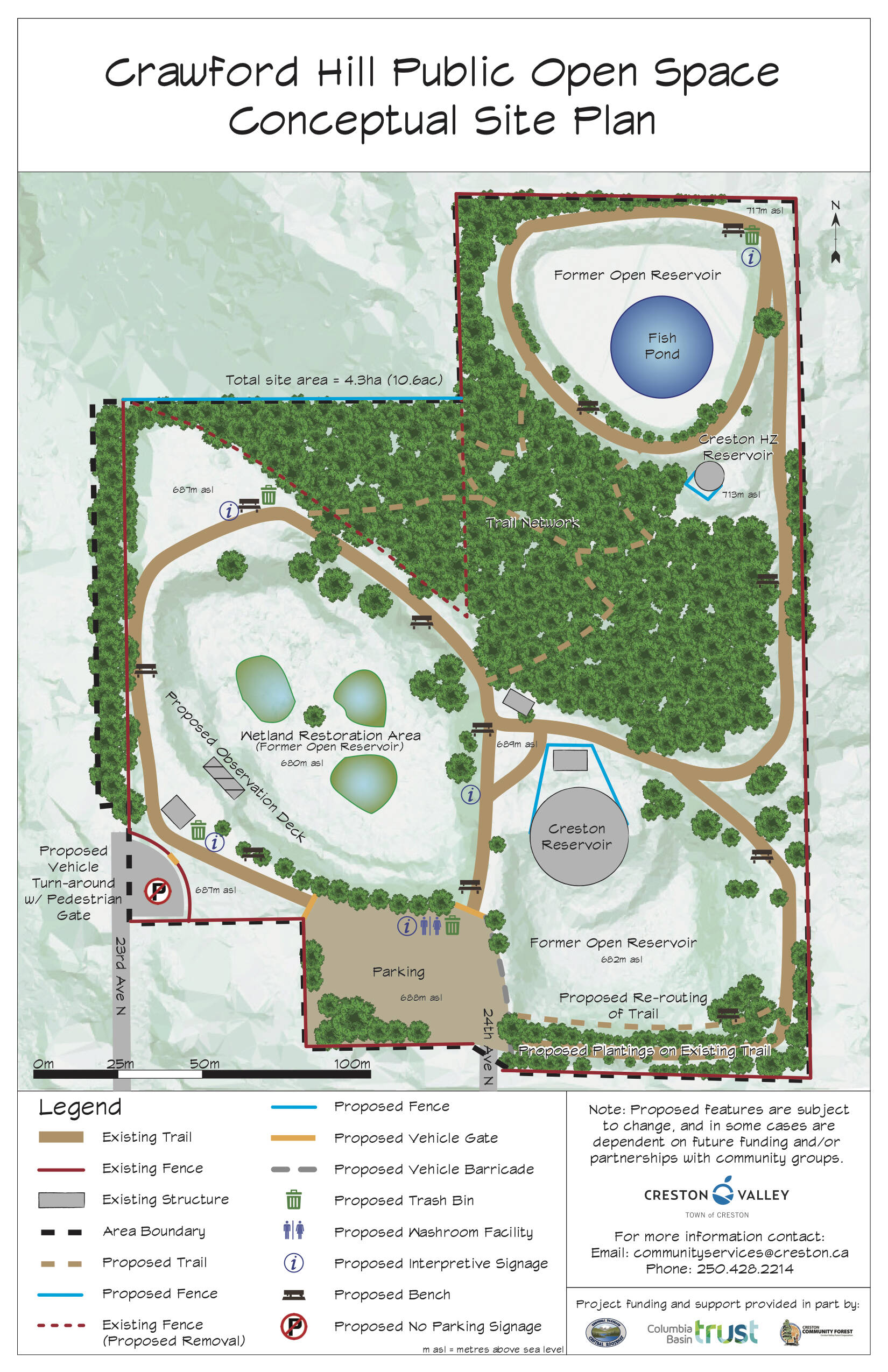 Conceptual plan of Crawford Hill reservoir site. (Town of Creston)