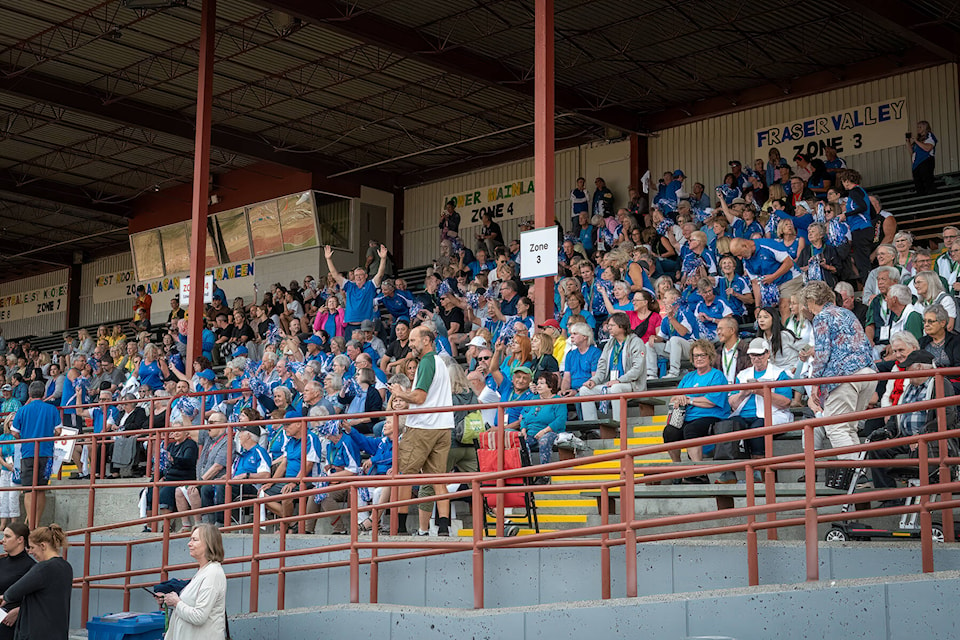 Athletes packed the stands to take in the Opening Ceremony. (BC 55-Plus Games photo team)