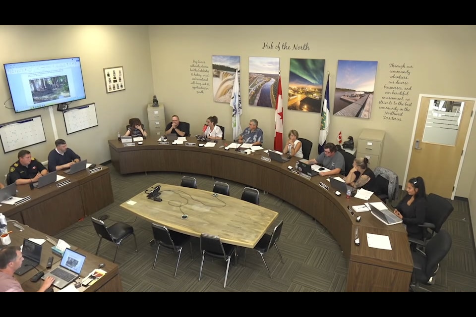 Hay River town council discusses details surrounding the establishment of a new cemetery during the July 22 council meeting. Screenshot courtesy of the Town of Hay River