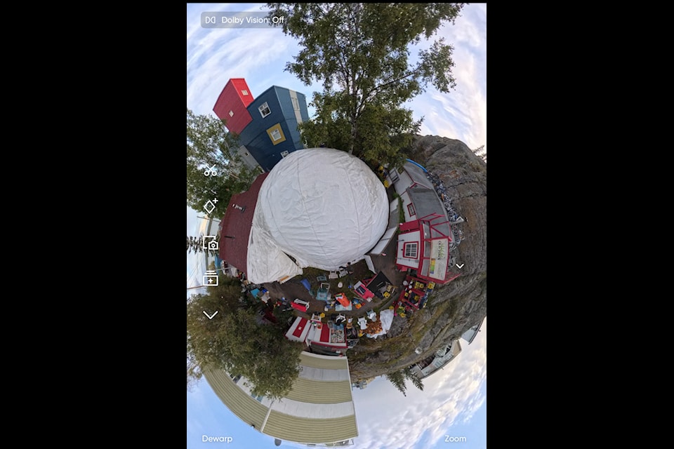 At 30 ft. in diameter and 15 ft. high, the unique geodesic dome built by Matthew Grogono, Wade Carpenter and friends, is drawing attention in Old Town. It is built from discarded bicycle wheels and two-by-four wood framing. Photo courtesy of Matthew Grogono