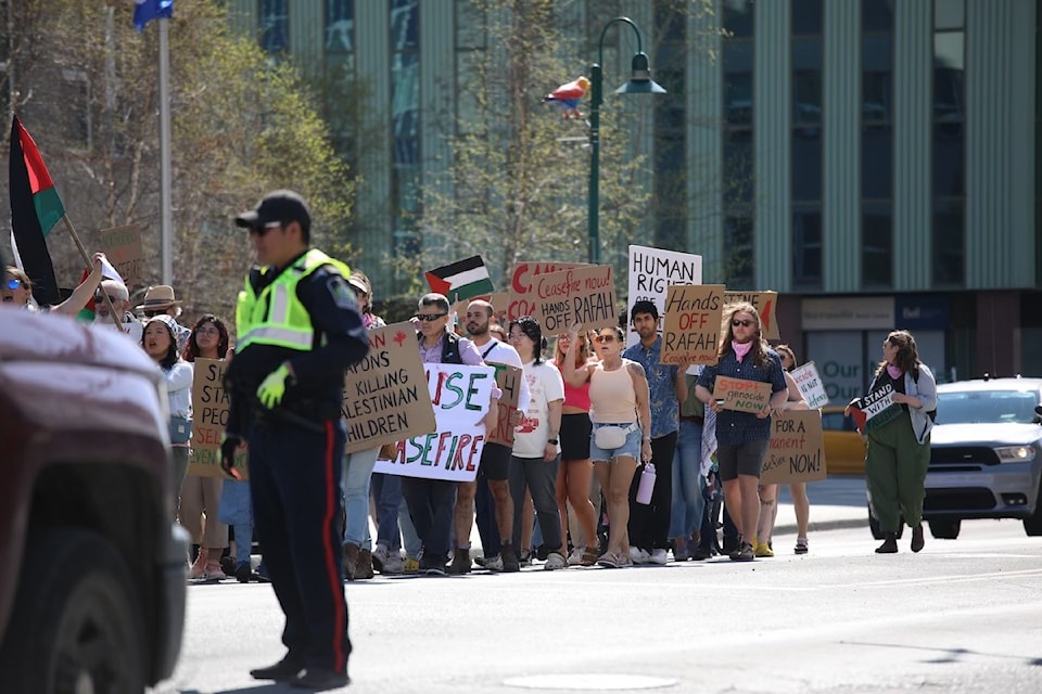 The biggest the crowd got to was around 90 people, said Derek Lindman, a spokesperson for YK Citizens for Ceasefire. People cycled in and out, he added.