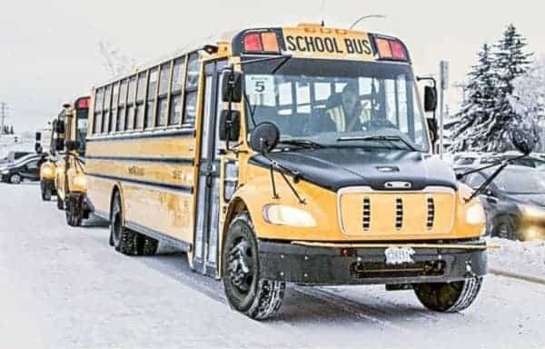 NNSL file photo School buses in Yellowknife 2017.