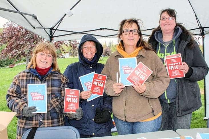 Lynda Lefrancois, local 858 president of the CUPW Prairie region, pictured third from left during a Labour Day gathering at Somba K'e Civic Plaza this year. She said it will be up to the union's national office in Ottawa as to if northern members will be involved in nation-wide rolling strike. NNSL file photo.