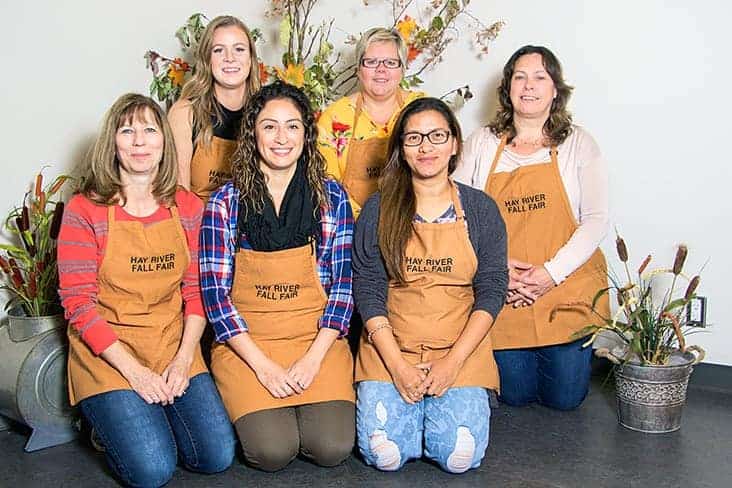 The 2018 Hay River Fall Fair Committee consisted of front row, from left, Donna Dean, Paula Gour and Sheila Domingo; and back row, from left, Emily Chambers, Lynnette Walters and Jill Morse. Photo courtesy of Jill Morse; photo by Marilyn Marshall.