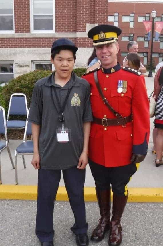 Iglulik's Howie Ulayuk, left, stands alongside RCMP assistant commissioner Jas Breton, commanding officer of "T" Training Division Depot. Ulayuk and three other Nunavut youth were in Regina to experience five days of RCMP training in August. photo courtesy of Howie Ulayuk