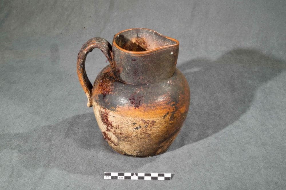 This pitcher or large jug was used for pouring liquids, such as water. It was discovered in one of the officers’ cabins, on the lower deck. photo courtesy of Parks Canada