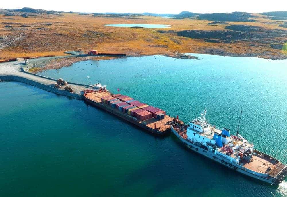 The recent buildup of ice in Kitikmeot waters has made conditions much more challenging for the GNWT's Marine Transportation Services division than when this photo was taken in September 2017. The last barge of the season is unable to get into Kugluktuk or Cambridge Bay, causing a huge headache for businesses, municipal governments and residents who are relying on the delivery of those supplies.  photo courtesy of the GNWT