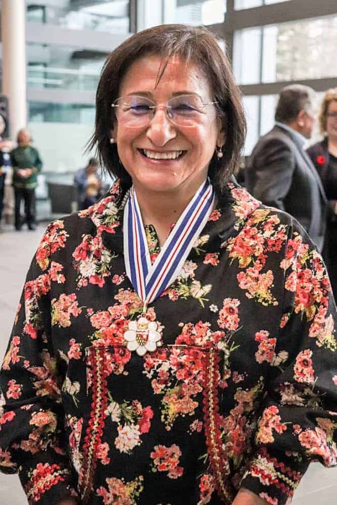 Dylan Short/NNSL photo Sharon Firth stands with the Order of the NWT around her neck. Oct. 30, 2018