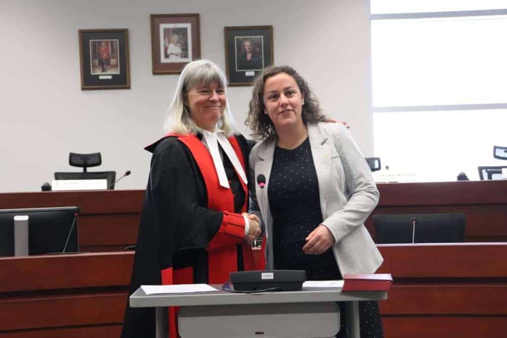 Rebecca Alty, right is sworn in as Mayor by Justice Louise Charbonneau. Dylan Short/NNSL photo