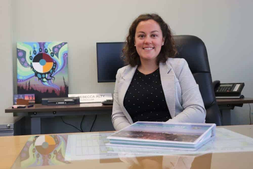 Rebecca Alty sits behind her new desk in the Mayors Office. Alty took her new position this week after two terms as a councillor. Dylan Short/NNSL photo