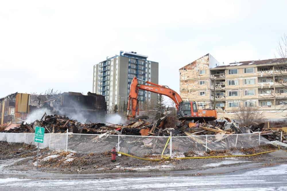 The aftermath of the Rockhill fire earlier this year. Residents of the destroyed building are now questioning where money raised to help them have gone. Dylan Short/NNSL photo