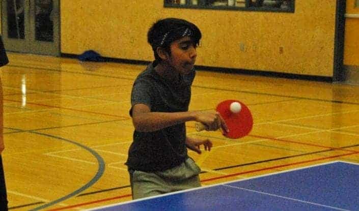 Nikkilesh Gohil returns a backhand during a drill as part of the Canada Winter Games table tennis trials at St. Pat's Gymnasium on Sunday. James McCarthy/窪蹋勛圖厙 photo