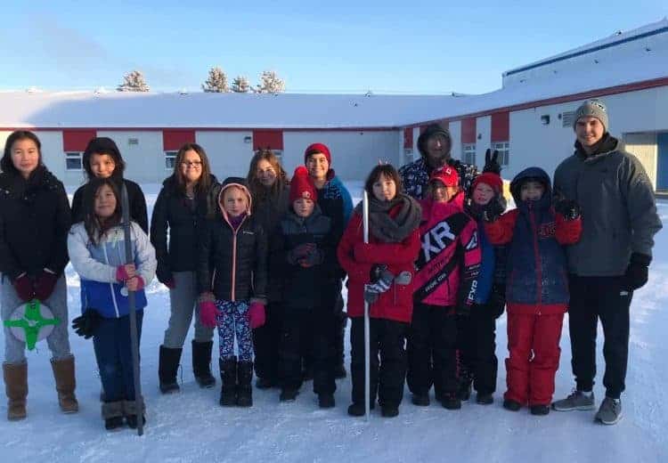 The Aboriginal Sports Circle NWT held a traditional games camp in Fort Simpson last week. The attends were.: Back row: Gina Hardisty Isaiah, Amaria Tanche Hanna, Brooklyn Martineau, Gombee Jose, Tyler Tsetso, Manny Buckley (Dene Games Instructor) Front row: Alexei Gargan, Evan Noseworthy, Katie Noseworthy, Kenisha Pennycook, Meeks Edda, Rhys Dowedswell, Coleman Brown, and Carson Roche