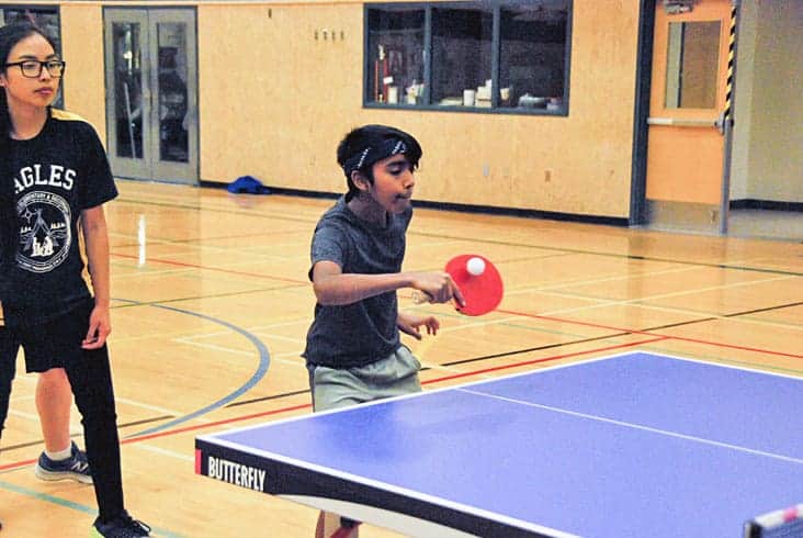 Nikkilesh Gohil returns a backhand during a drill as part of the Canada Winter Games table tennis trials at St. Pat's Gymnasium on Sunday. James McCarthy/NNSL photo