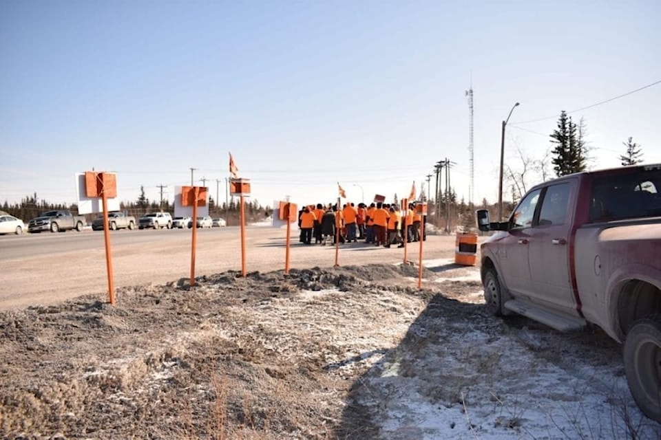 A group of UNW members at a rally outside of the power plant.
NNSL file photo.