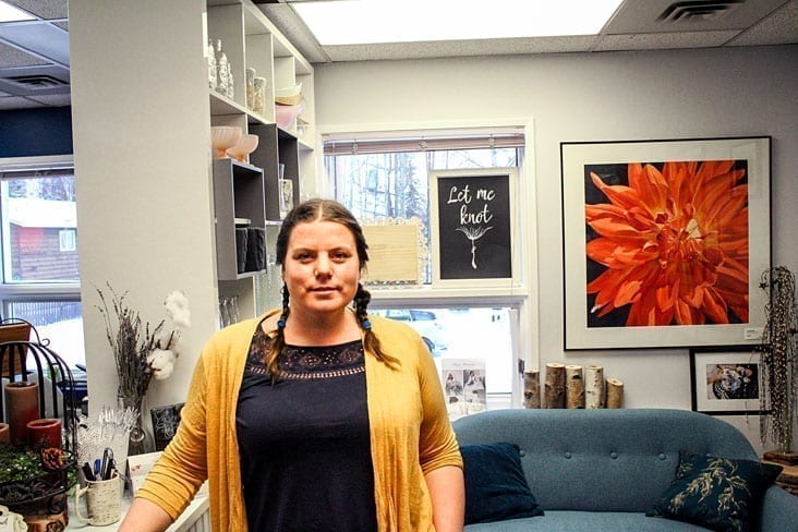 January 21, 2019 Sarah Kalnay-Watson is the owner of Let Me Knot, offering wedding consulting, event planning, floral services and marriage officiating out of shop in the CloudWorks One building on 52nd street, downtown Yellowknife. Brett McGarry/NNSL photo