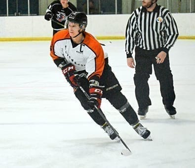 Brady Daniels of the Weaver and Devore Marauders heads down the wing on a rush during the A division final of the First Air Rec Hockey Tournament at the Multiplex on Sunday. James McCarthy/窪蹋勛圖厙 photo