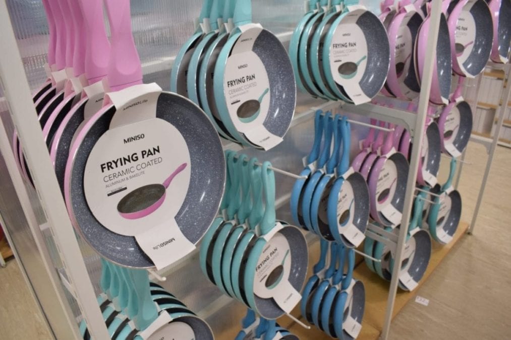 Meaghan Richens/NNSL photo. Pastel-coloured frying pans for sale at Miniso.