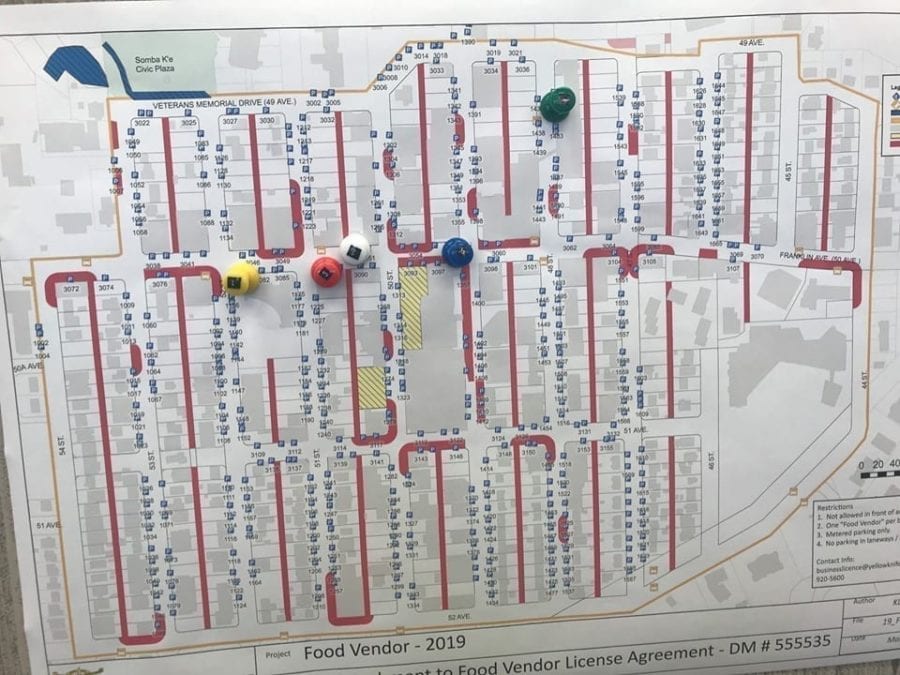 Four food trucks will be setting up in the downtown core. The draw for the spots was held May 15. Courtesy of City of Yellowknife.