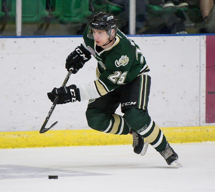 Jack Works, seen in action with the Okotoks Oilers last season, is back with the squad as they get ready for the Alberta Junior Hockey League's pre-season to begin on Friday. Okotoks Oilers/Chad Goddard photo