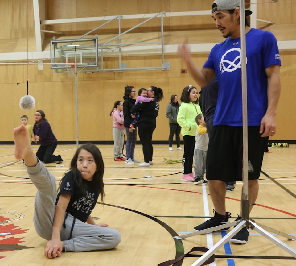 Brian Ayalik-Pascal, 11, doing the Alaskan Highkick.