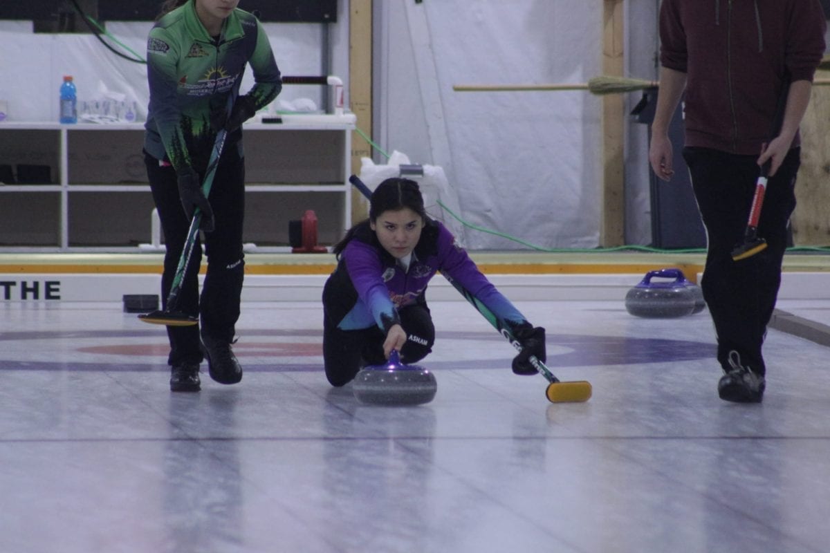 Tyanna Bain of Team Saturino throws a shot duirng the Inuvik Curling Club Mixed Championship this past March. The club has been approved to begin its adult programming after the chief public health officer gave the green light to Inuvik, Yellowknife and Fort Smith to open up.