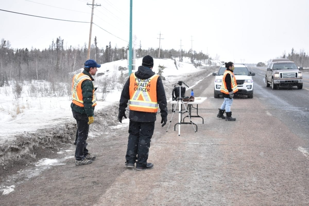 Public health officers staff the checkstop. Blair McBride/NNSL photo