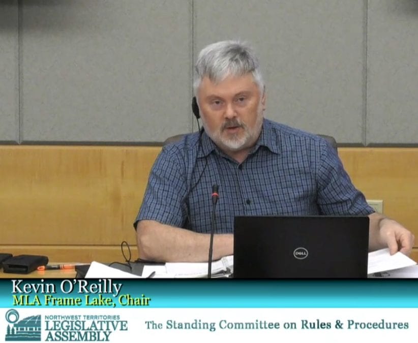 Frame Lake MLA Kevin O'Reilly chaired the Standing Committee on Rules and Procedures hearing on official language use in the assembly on Tuesday. GNWT image