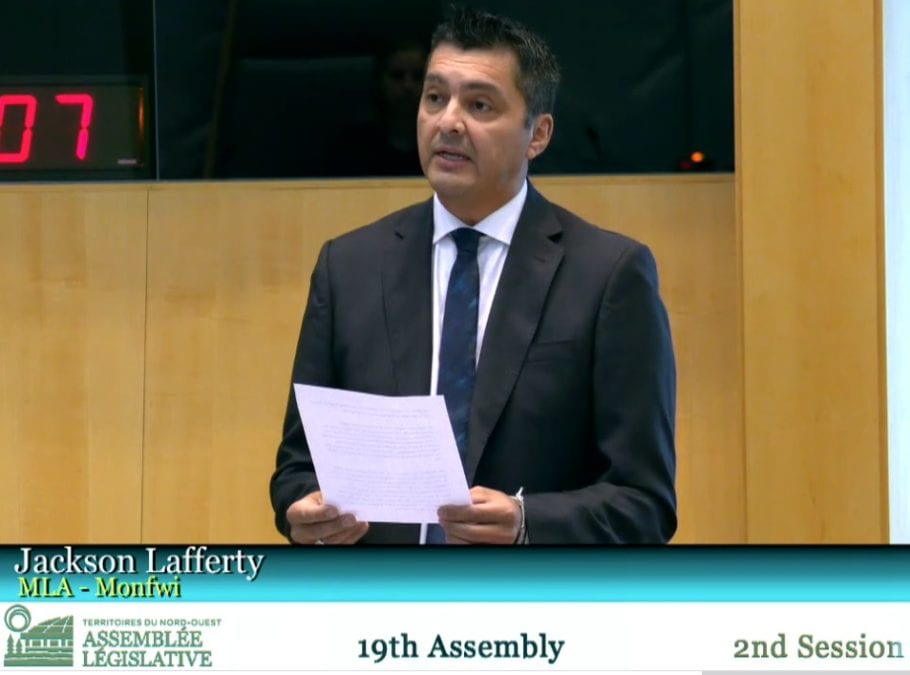 Monfwi MLA and Tlicho speaker Jackson Lafferty raised concern in the legislative assembly on Nov. 3 over capacities for future Indigenous language interpreters as the current cohort of interpreters approach retirement age. GNWT image