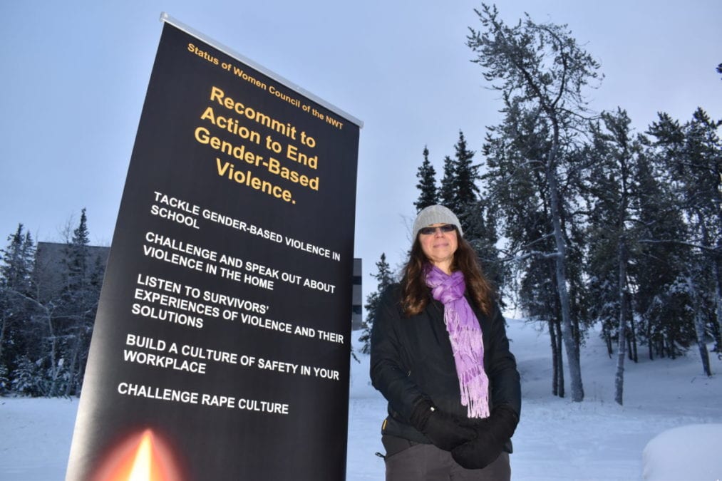 NWT residents can work together to so that the NWT no longer has one of the highest rates of sexual violence in Canada, said Louise Elder, executive director of the Status of Women Council, at the vigil on Sunday. Blair McBride/NNSL photo