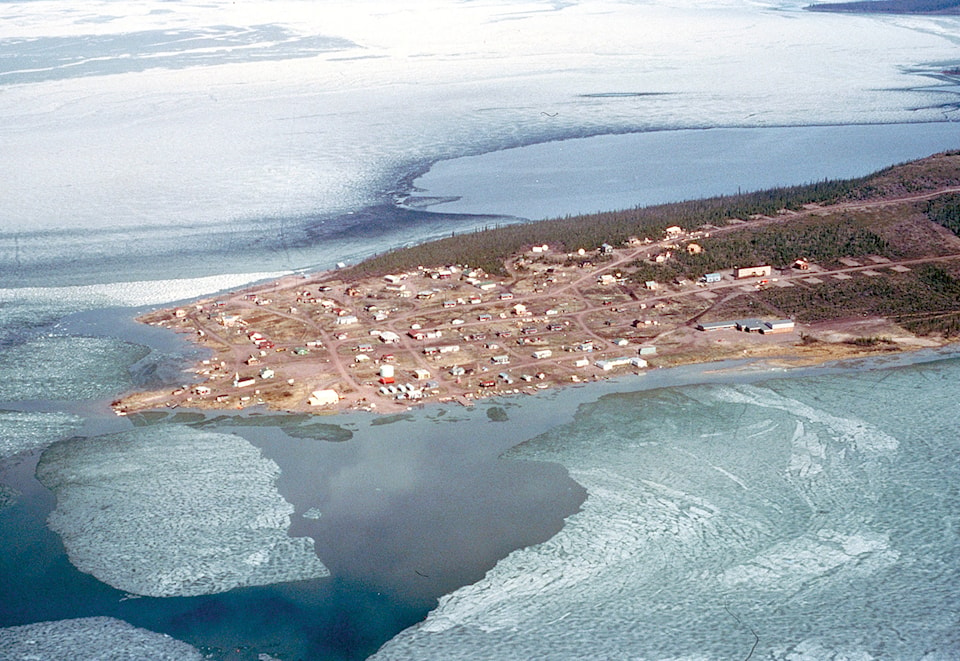 Lutsel K'e spring. ice still on the lakePhoto by Rene FumoleauMay 29 1987