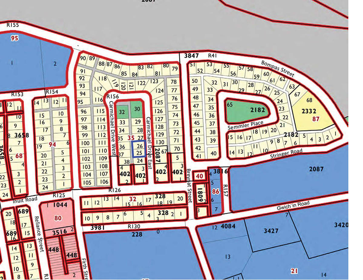 Had council approved the exemption, the net zero duplex would have been constructed on thse lots on Carmichael Drive. Parks Canada had purchased the lots several months back while working with town administration. photo courtesy of Town of Inuvik