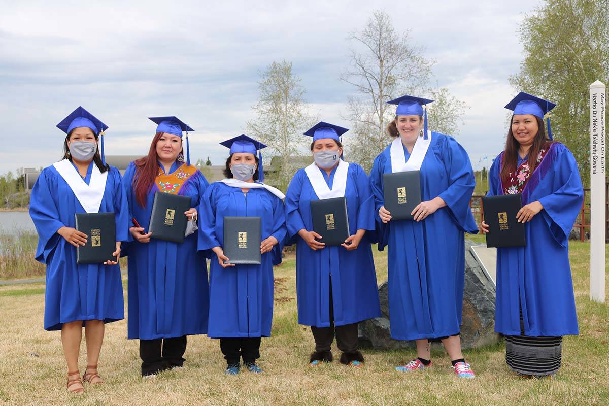 Personal support worker certificate recipients for 2020 included Delores Betsina of Lutselke, Jolene Kenny of Deline, Priscilla Smith of Inuvik, Victoria Wedzin of Behchoko, Katie Handley of Yellowknife, and Kristalynn Jerome of Fort McPherson. Simon Whitehouse/窪蹋勛圖厙 photo