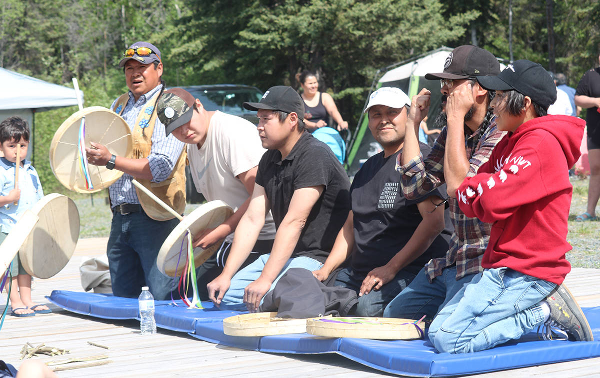 Handgame players get warmed up for a demonstration of the traditional pastime. Simon Whitehouse/ϳԹ photo